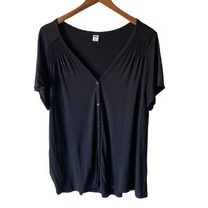 Old Navy Black V-neck Button Front Shirt